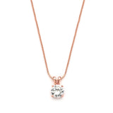 Delicate 14K Rose Gold CZ Round-Cut Necklace with Double Loop Top 2002N-RG
