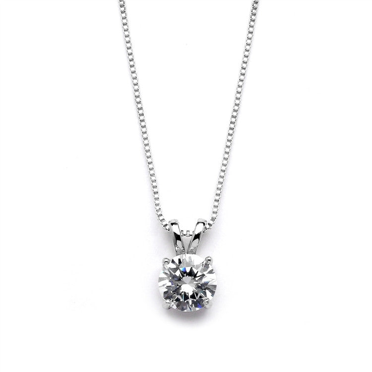 Delicate CZ Round-Cut Necklace with Double Loop Top 2002N-S