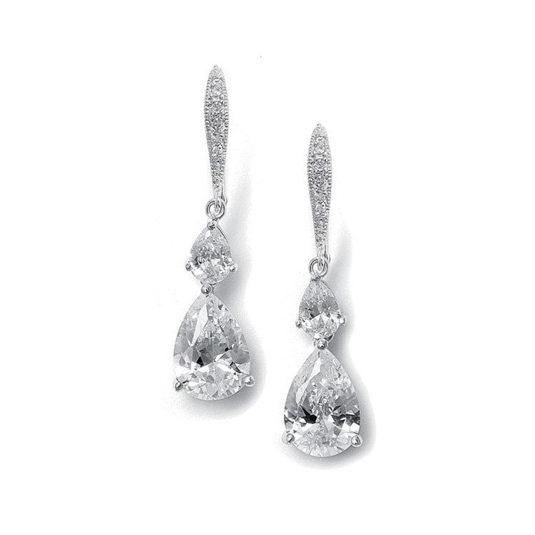 Vintage Teardrop Bridal or Bridesmaid CZ Earrings 2014E