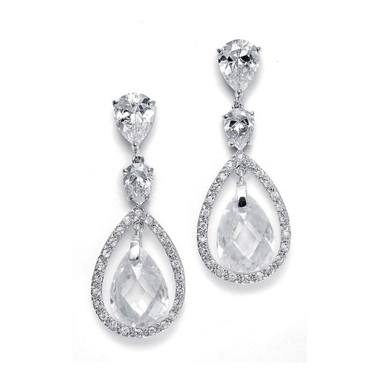 Bridal Earrings with Faceted Pear-shaped Drops 2017E