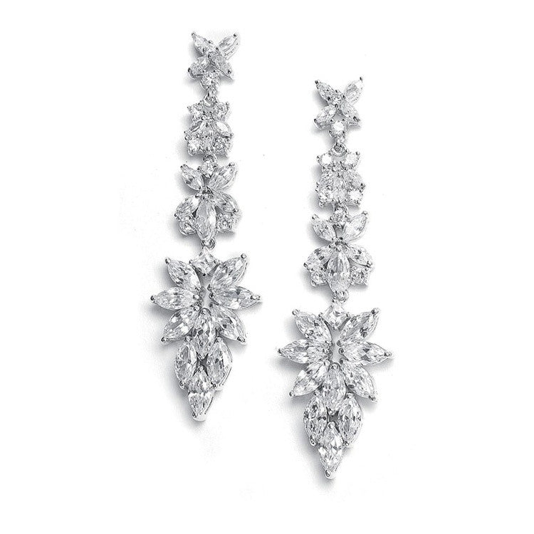 Bridal Earrings with Cubic Zirconia Marquis Cluster 2021E