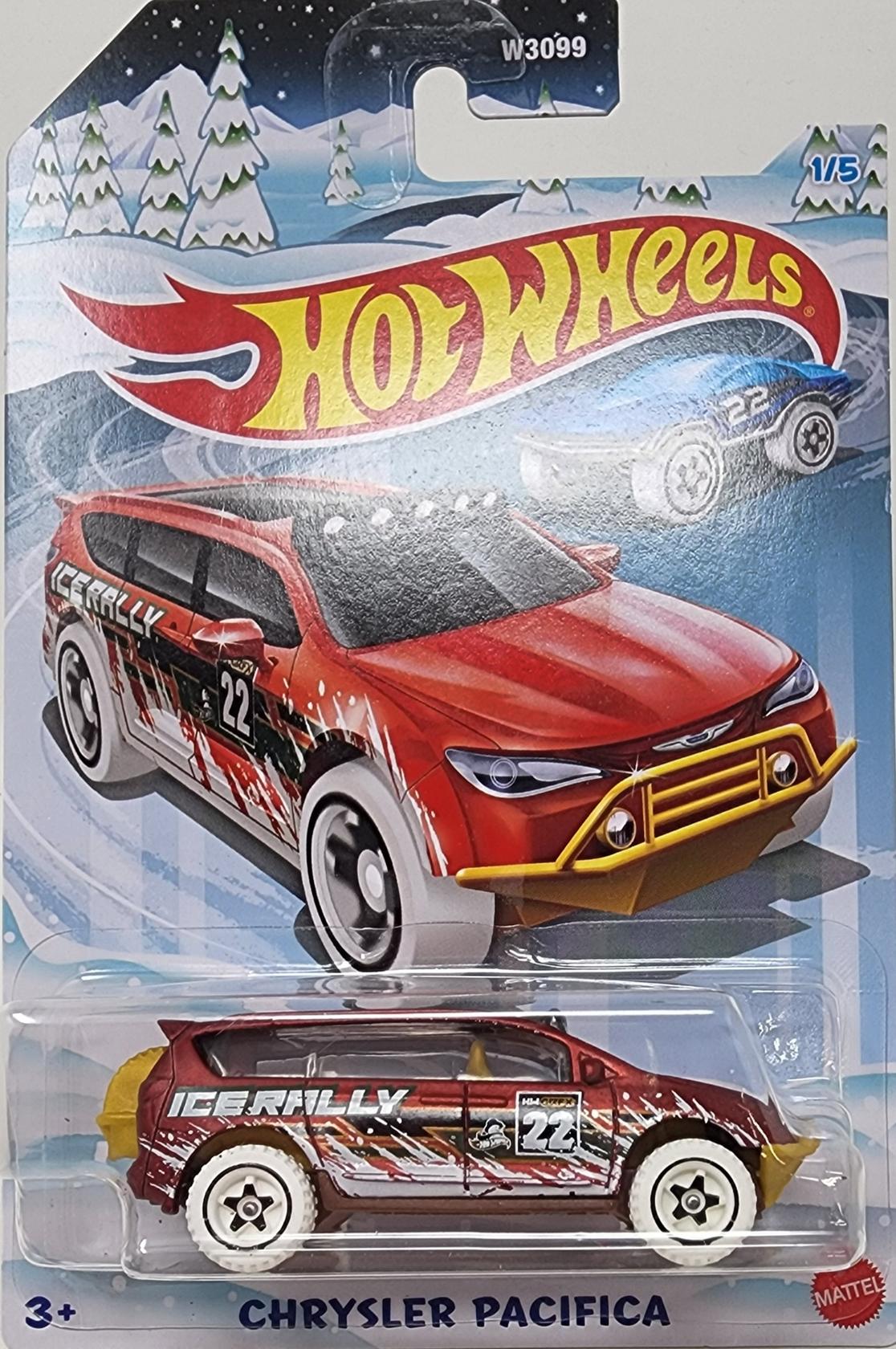 Bundle of 2| Hot Wheels 1:64 Scale Winter 2022 Xmas Series - Chrysler Pacifica + Land Rover Series III Pickup