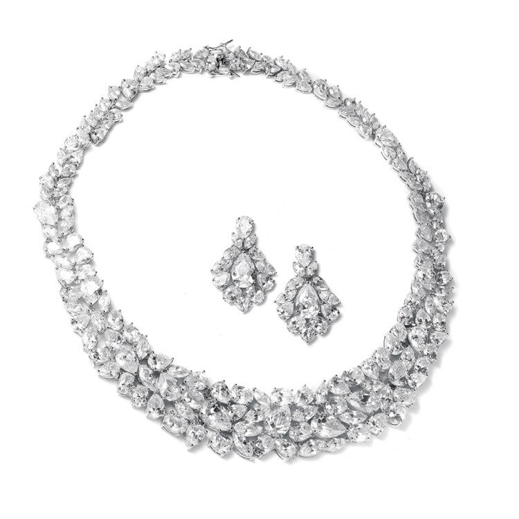 Ravishing Cubic Zirconia Wedding Necklace Set 2028S