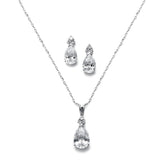 Bold Pear Solitaire Necklace and Earrings Set 2048S