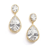 Couture Cubic Zirconia Pear-Shaped Bridal Earrings - Pierced or Clip 2074E