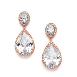 Couture Cubic Zirconia Pear-Shaped Bridal Earrings - Pierced or Clip 2074E