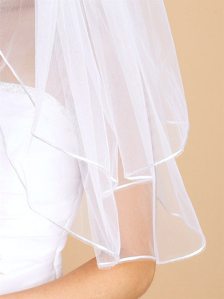 Two Layer Wedding Veils with Rounded Satin Cord Edge - 30" 226V-30