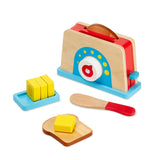 Melissa & Doug Bread and Butter Toaster Set (9pc) - Wooden Play Food and Kitchen Accessories