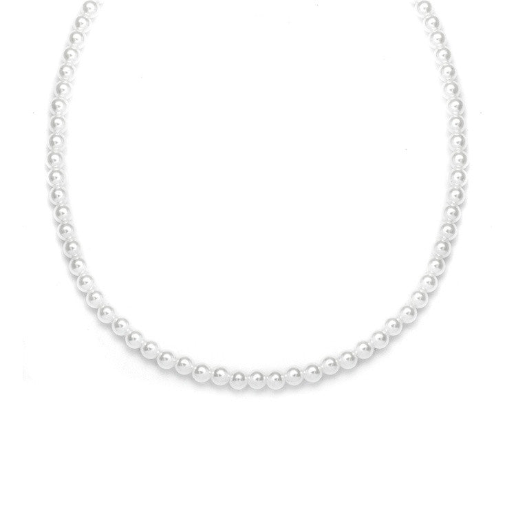 Single Strand 4mm Pearl Wedding Necklace 228N