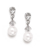 Classic Pearl & Crystal Drop Bridal or Bridesmaids Earrings