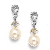 Classic Pearl & Crystal Drop Bridal or Bridesmaids Earrings
