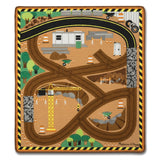 Melissa & Doug Round the Construction Zone Work Site Rug With 3 Wooden Trucks (39 x 36 inches)