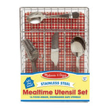 Melissa & Doug Stainless Steel Mealtime Utensil Set - Dishwasher-Safe Play Kitchen Accessories