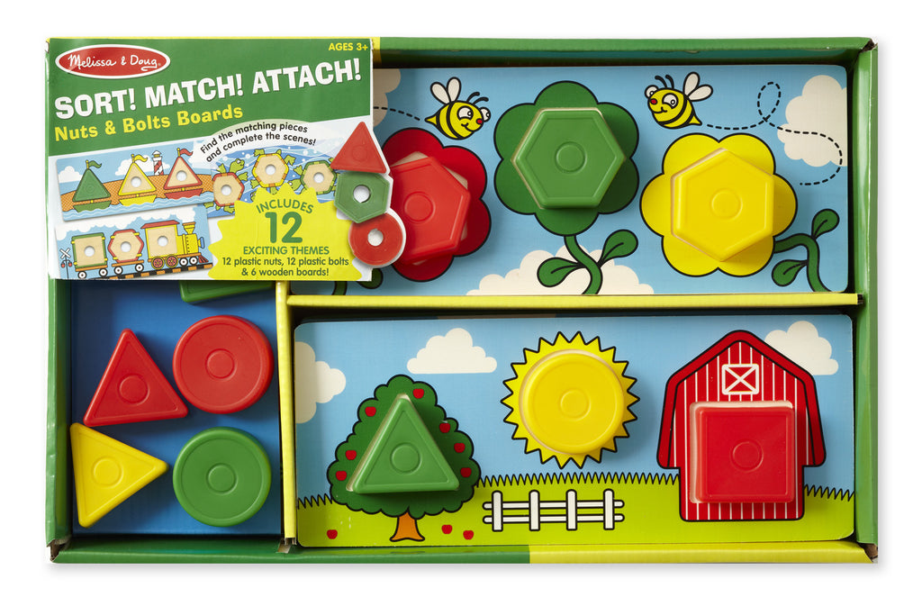 Melissa & Doug Sort, Match, Attach Nuts & Bolts Boards 2433