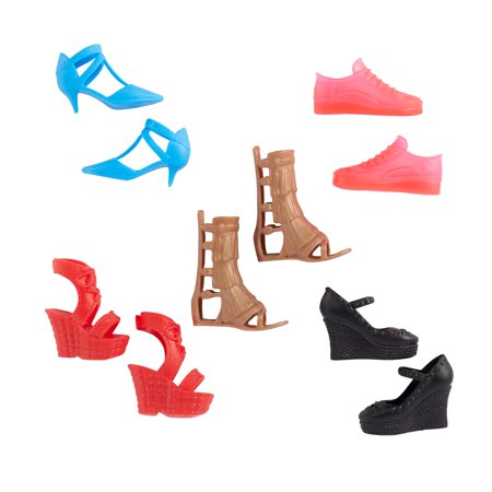 Barbie Shoes, 5 Pairs, fits original & Petite Barbie Dolls |Age 3+ |GXG02