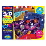 Melissa & Doug Easy-to-See 3-D Sticker Pad: Pirate, Knight, and Space - 110 Reusable Stickers, 3-D Glasses
