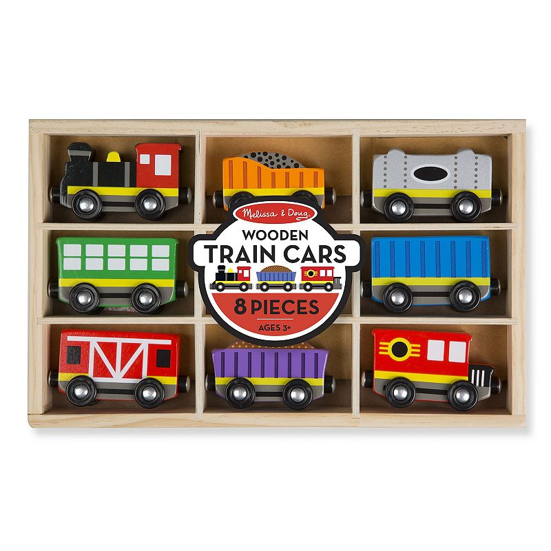 Melissa & Doug Wooden Train Cars (8-Piece Train Set)