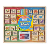 Melissa & Doug Deluxe Wooden Stamp Set: Animals - 30 Stamps, 6 Markers, 2 Stamp Pads