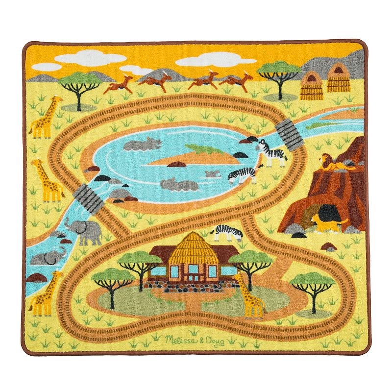 Melissa & Doug Round the Savanna Safari Rug Activity Rug (39 X 36")