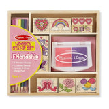 Melissa & Doug Wooden Stamp Set: Friendship - 9 Stamps, 5 Colored Pencils, and 2-Color Stamp Pad