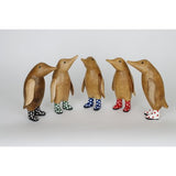 Bamboo Root And Teak Penguin In Wellies Figurine