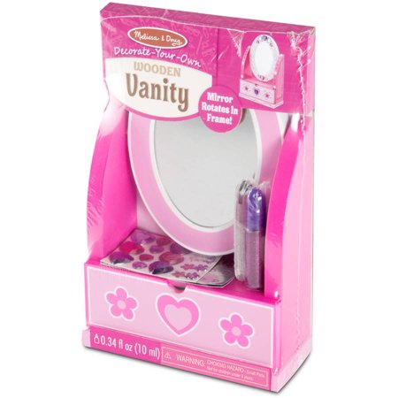Melissa & Doug Decorate-Your-Own Wooden Vanity Craft Kit With Mirror and Storage Drawer