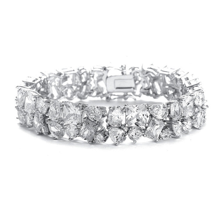 Bedazzling Wedding Bracelet in Multi Shaped CZ 3012B