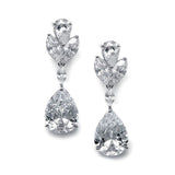 Large Pear Shaped Cubic Zirconia Drop Earrings 301E