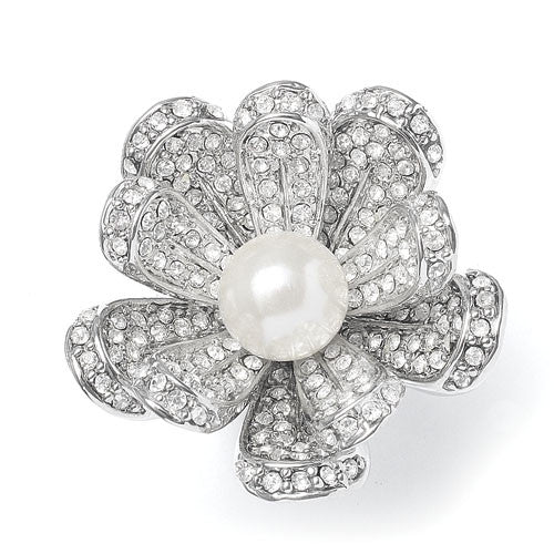 Vintage Pearl Blossom Ring with CZ - 3032R