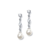 Linear CZ and Pearl Wedding Earrings 3035E