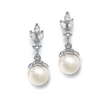 CZ Marquis Trio Earrings with Pearl Drop 304E-I-S