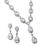 Bridal Necklace Set with Bold CZ Pears and Ovals 308S-CR