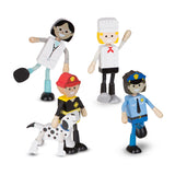 Melissa & Doug Wooden Flexible Figures 7-Piece Career Dolls for Dollhouses