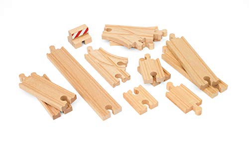 BRIO World - 33394 Starter Track Pack | 13Piece Wooden Train Tracks For Kids Ages 3 & Up,Multi