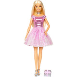 Barbie Happy Birthday Doll, Blonde, Wearing Shimmery Pink Party Dress with Gift