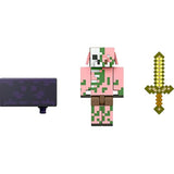Set of 2 - Minecraft Build-A-Portal 3.25-in Figures (Zombified Piglin + Creeper)
