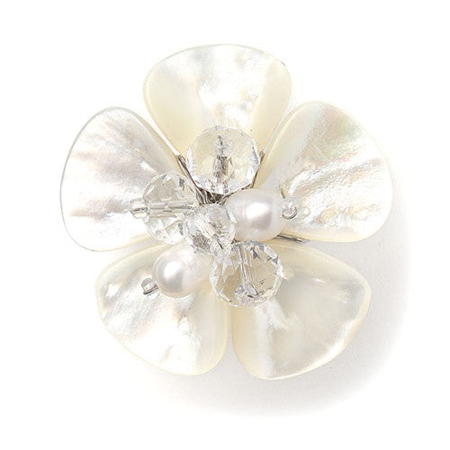 Exotic Freshwater Pearl Bridal Ring with Flower 3134R