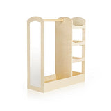 Guidecraft See and Store Dress-up Center  Natural: Armoire for Kids with Mirror & Shelves, Clothes Rack and Shoe Storage Dresser with Bottom Tray - Toddlers Room Furniture