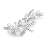 Pearl Bridal Brooch with CZ Leaves 3161P