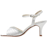 Touch Ups Women's Val Leather Sandal,White Satin,5.5 M US