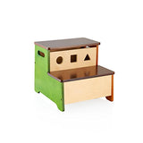 Guidecraft See and Store Furniture Wood Step Stool with Storage in Brown