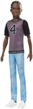 Barbie Ken Fashionistas Doll with Sculpted Brunette Hair Wearing a Number 4 T-Shirt, Denim Pants & Shoes, Toy for Kids 3 to 8 Years Old