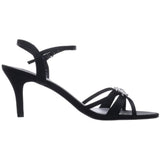 Dyeables Women's Peach Leather Sandal,Black Satin,7 B US