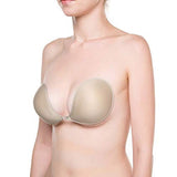 NuBra L398 Feather Lite Push Up Plunge Adhesive Bra, Cup D Nude
