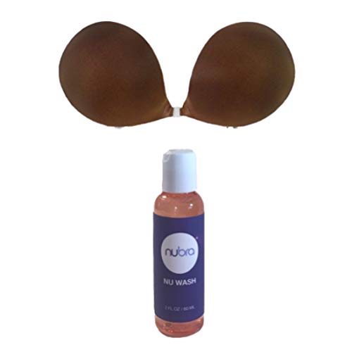 NuBra Seamless Push Up Adhesive Bra with Molded Pads (SE998) and Cleanser (N112), Chocolate, Cup D