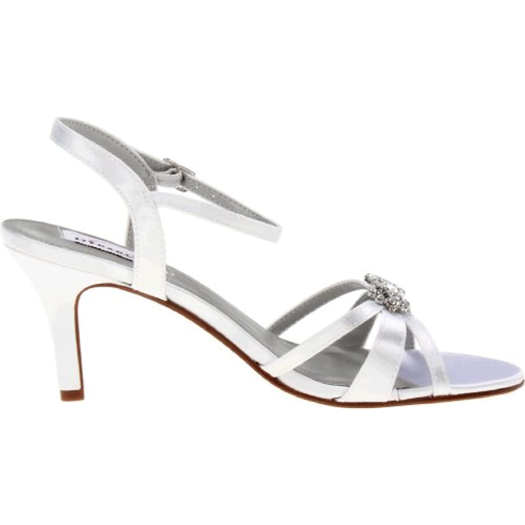 Dyeables Women's Peach Leather Sandal,White Satin,12 B US
