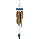 Woodstock Chimes C267 The Original Guaranteed Musically Tuned Chime Asli Arts Collection, Medium, Bamboo-Blue Ring