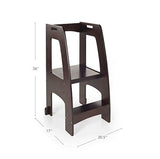 Guidecraft Kitchen Helper Tower Step-Up - Espresso: Adjustable Counter Height, Toddler Step Stool with Handholds for Little Children, Kids' Learning Furniture