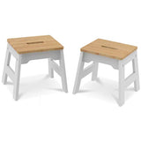 Melissa & Doug Wooden Stools - Set of 2 Stackable, 11-Inch-Tall - Natural/White
