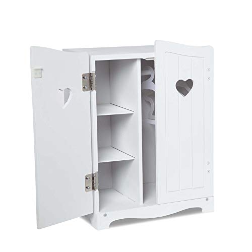 Melissa & Doug Mine to Love Wooden Play Armoire Closet for Dolls, Stuffed Animals - White (17.3H x 12.4W x 8.5D Assembled)